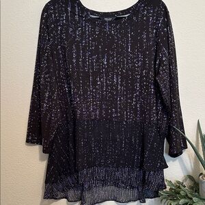 Simply Vera Vera Wang Black and Silver Blouse